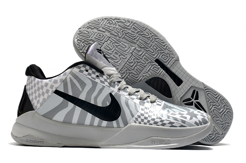 2020 Nike Kobe Bryant 5 Zebra White Grey Black - Click Image to Close